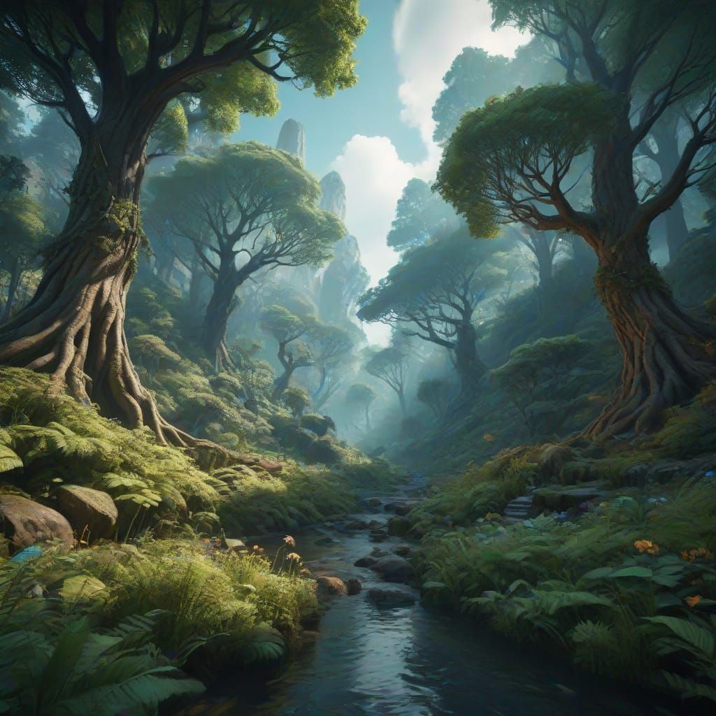 Vibrant Forest Realms in Unreal Engine 5 Style