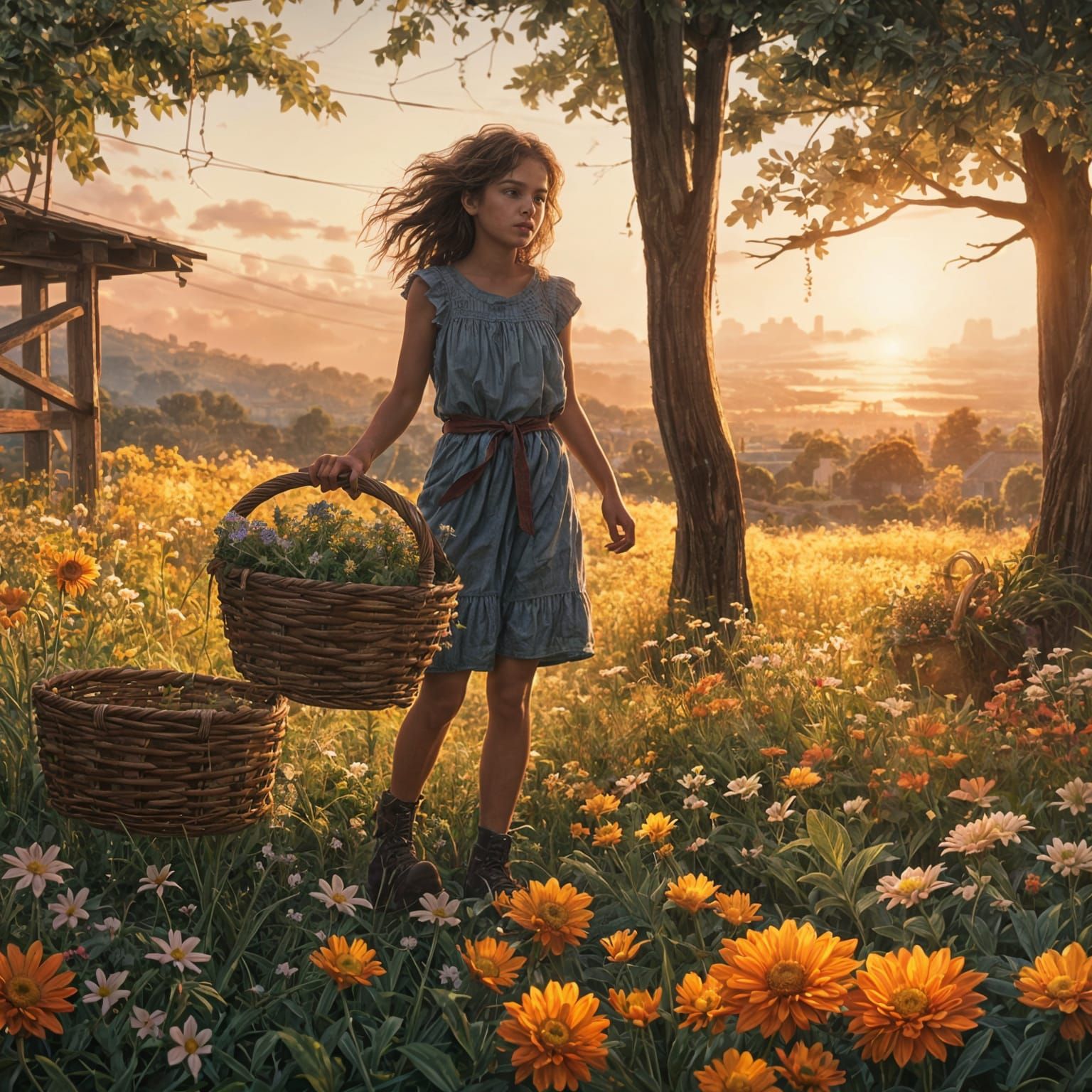 Garden Goddess in Epic Sunset Splendor