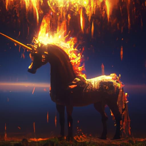 Fiery Unicorn in Anime Style