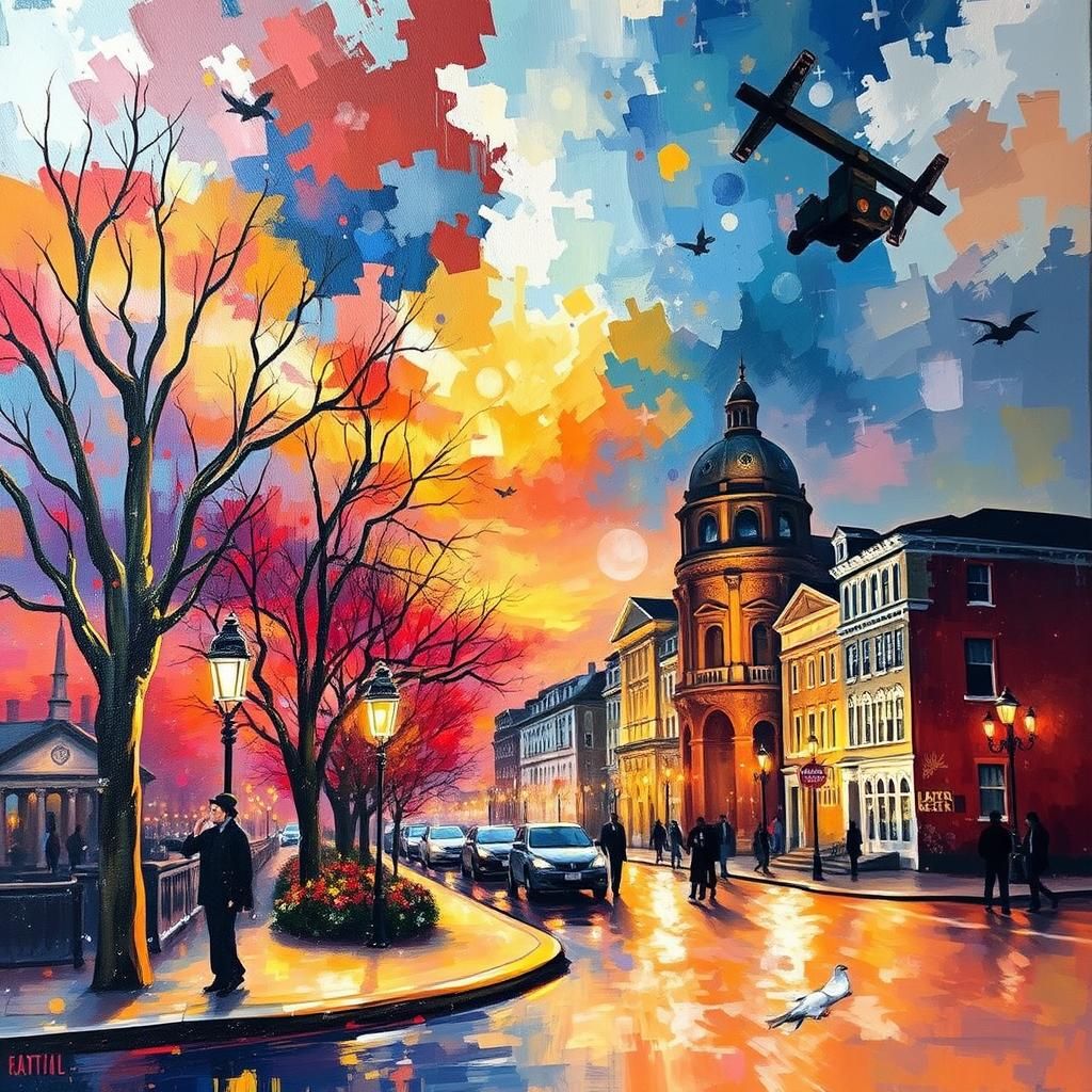 Colorful Impressionist Painting in Afremov Style