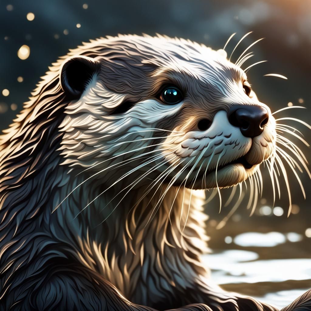 Hyperdetailed Otter Portrait in Dynamic Lighting