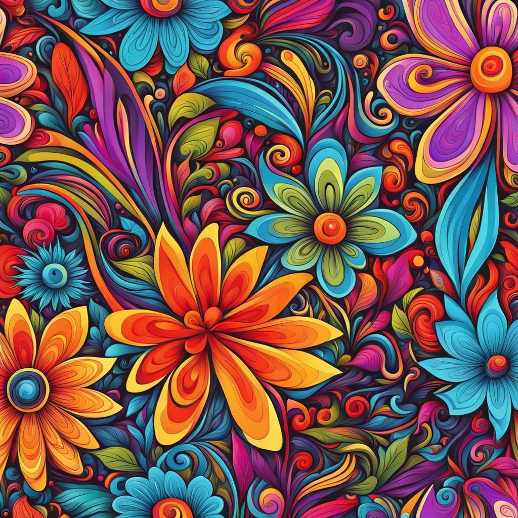 Vivid Abstract Floral in Detailed Style