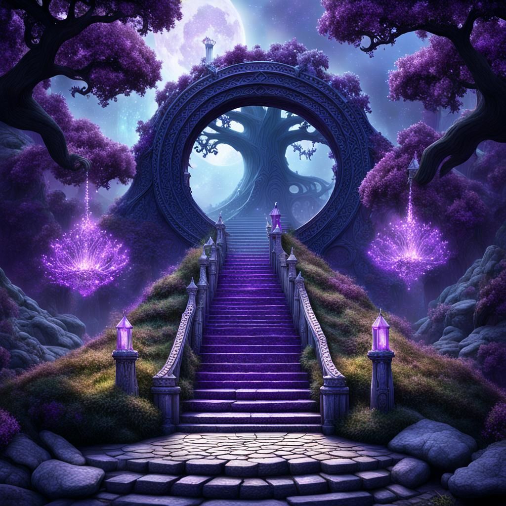 Enchanted Portal in Ancient Oak Tree: Fantasy Art