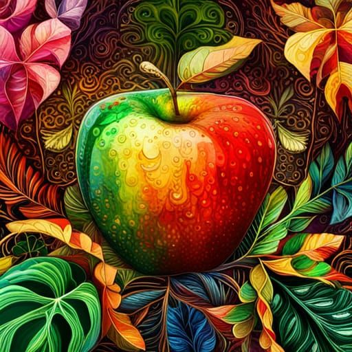 Magical Forest Apple: Geometric Abstract Art