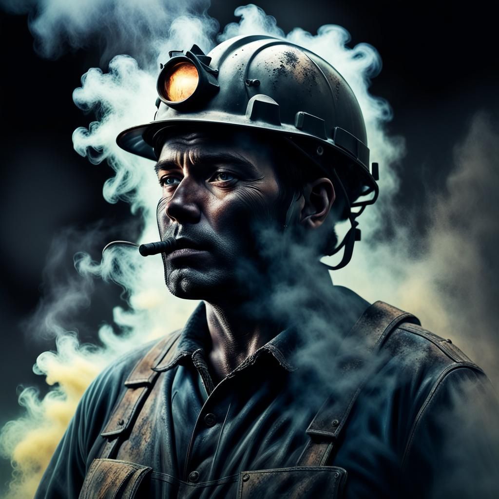 Cinematic Coal Miner Silhouette in Smoke