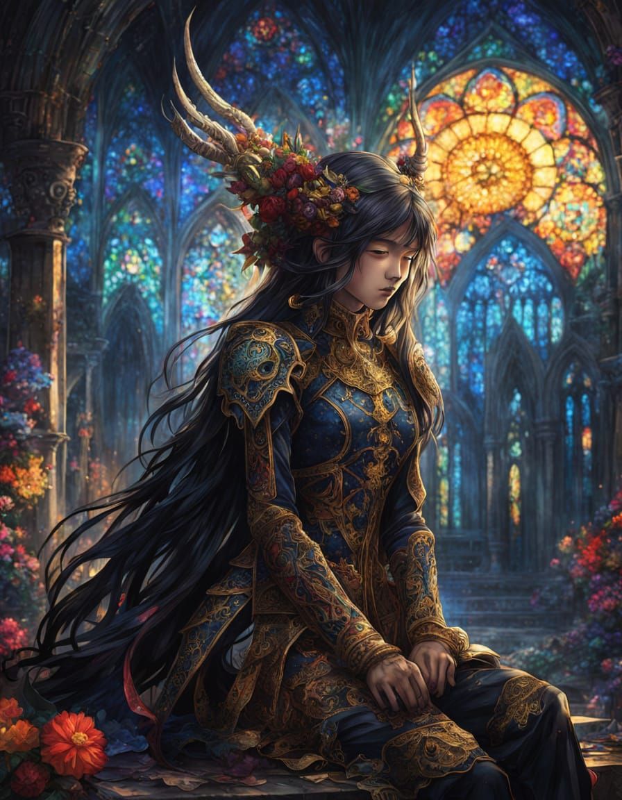 Demon in Ruined Cathedral: A Manga Fantasy Portrait