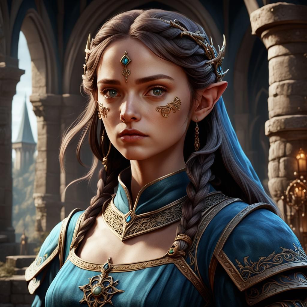 Medieval Fantasy Character Portrait in Detailed Matte Painti...