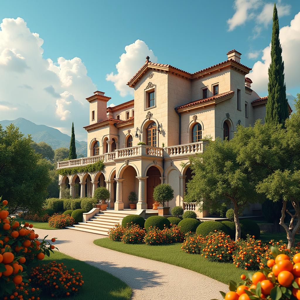 Valencia Villa in Orange Orchard: Fantasy Concept Art