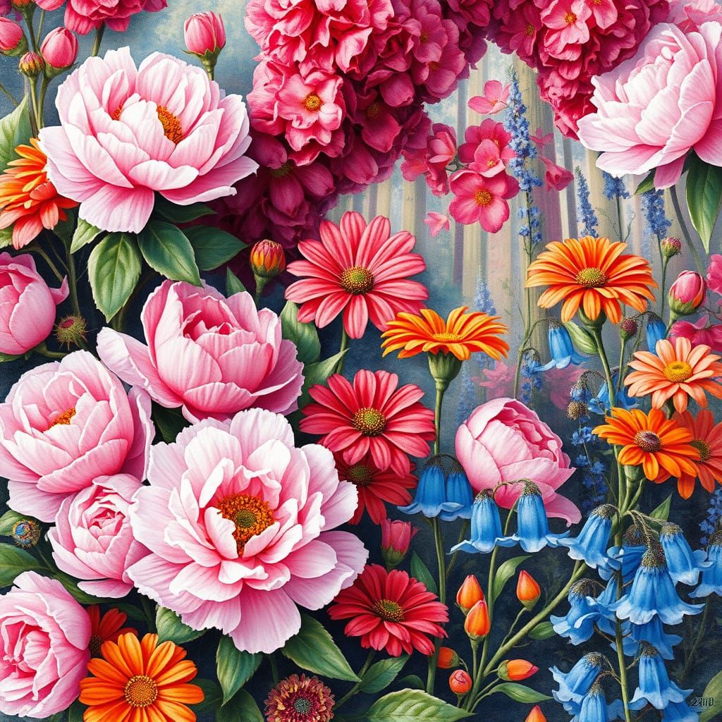 Whimsical Pastel Fairytale Landscape