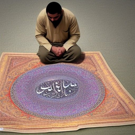 Muslim Man Praying on Universe Map