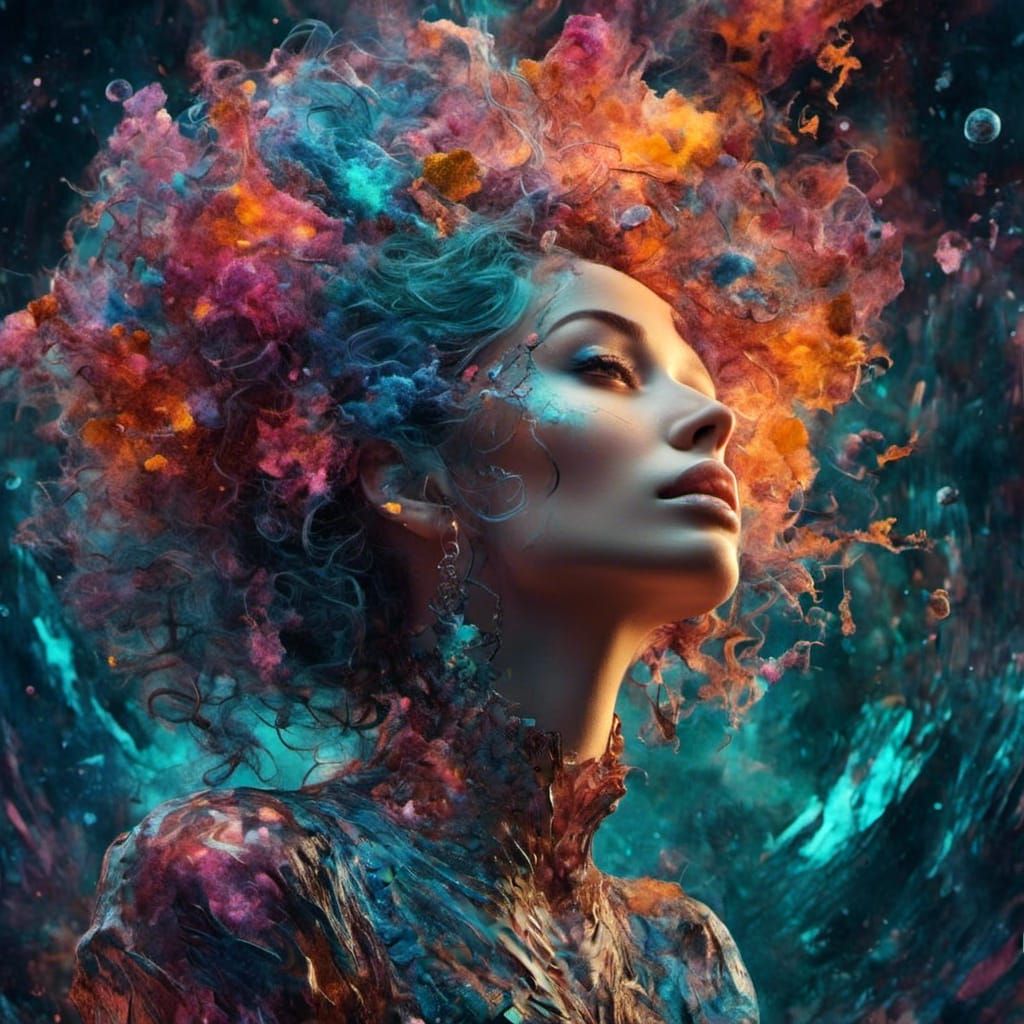 Glass Woman: Holographic Astral Illustration
