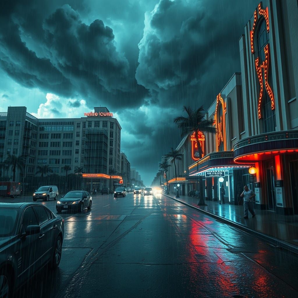 A hurricane rages off Miami