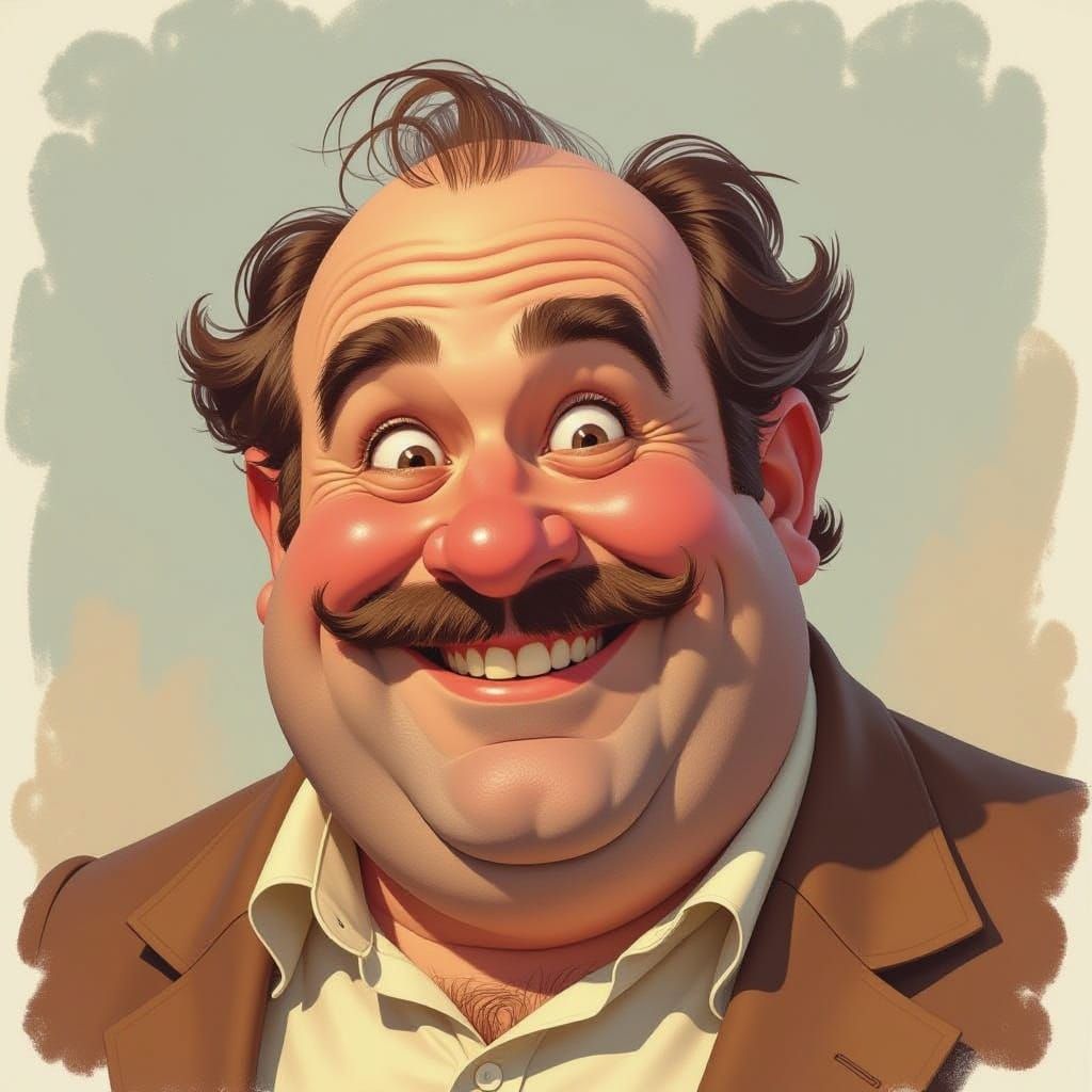 Jovial Man With Cheesy Grin in Whimsical Style