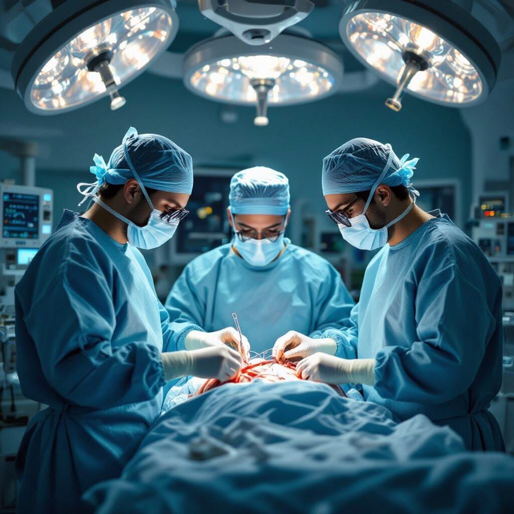 Urgent Heart Surgery in Futuristic Medical Theater