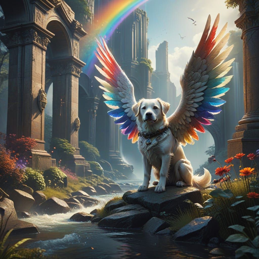 Ethereal Angel Transitions to Elysian Fields Amid Vibrant Co...