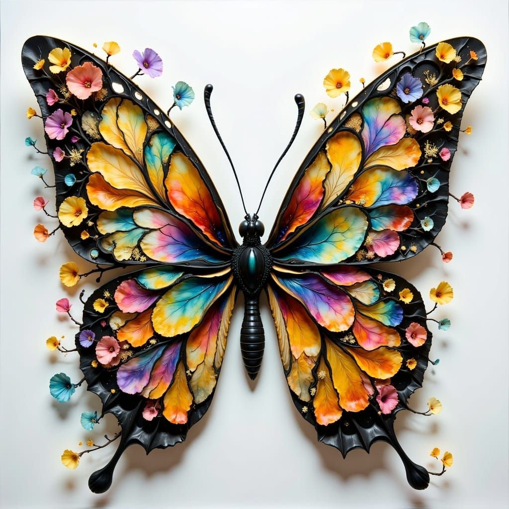 Wildflower Butterfly in Hyperdetailed Maximalism Style