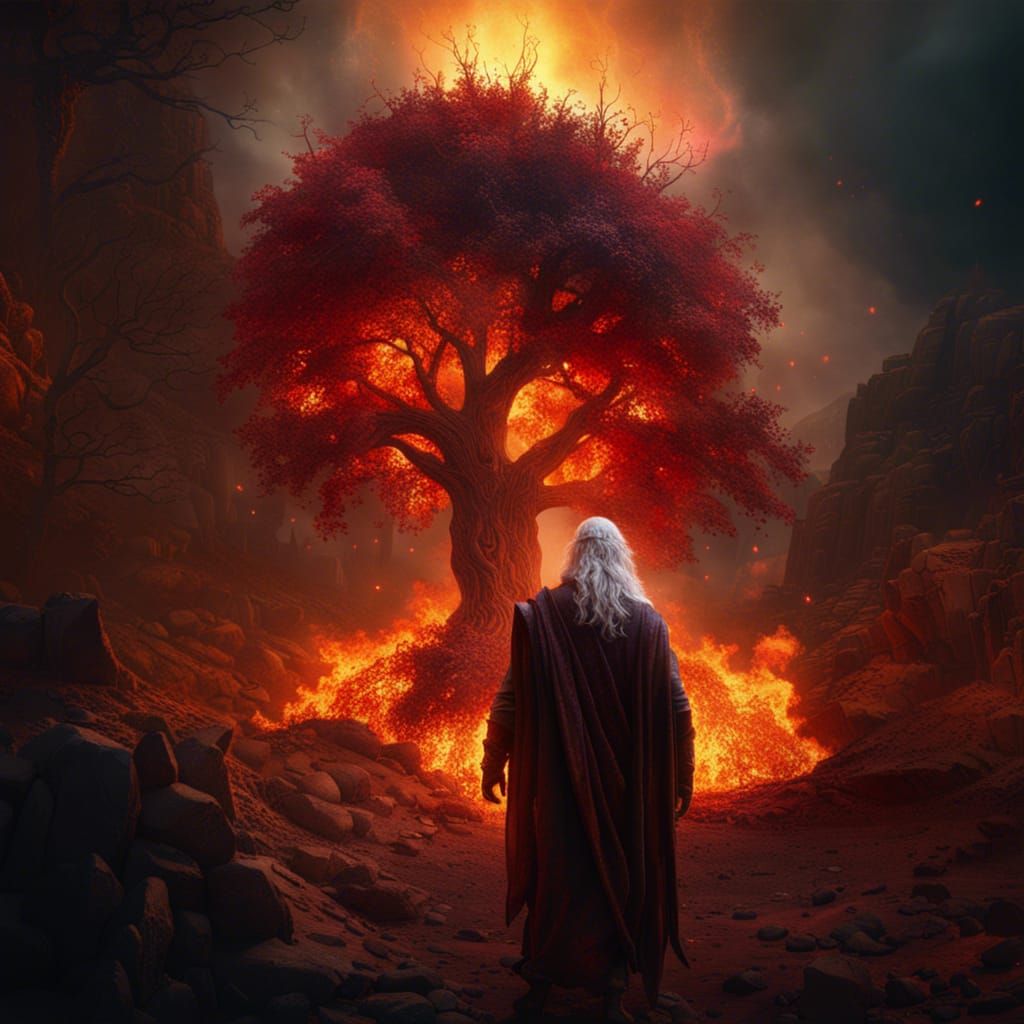 Moses and the Burning Bush in Detailed Matte Painting