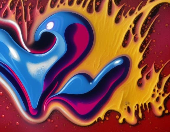 Melting Metal Heart in Graffiti Splash Art Style