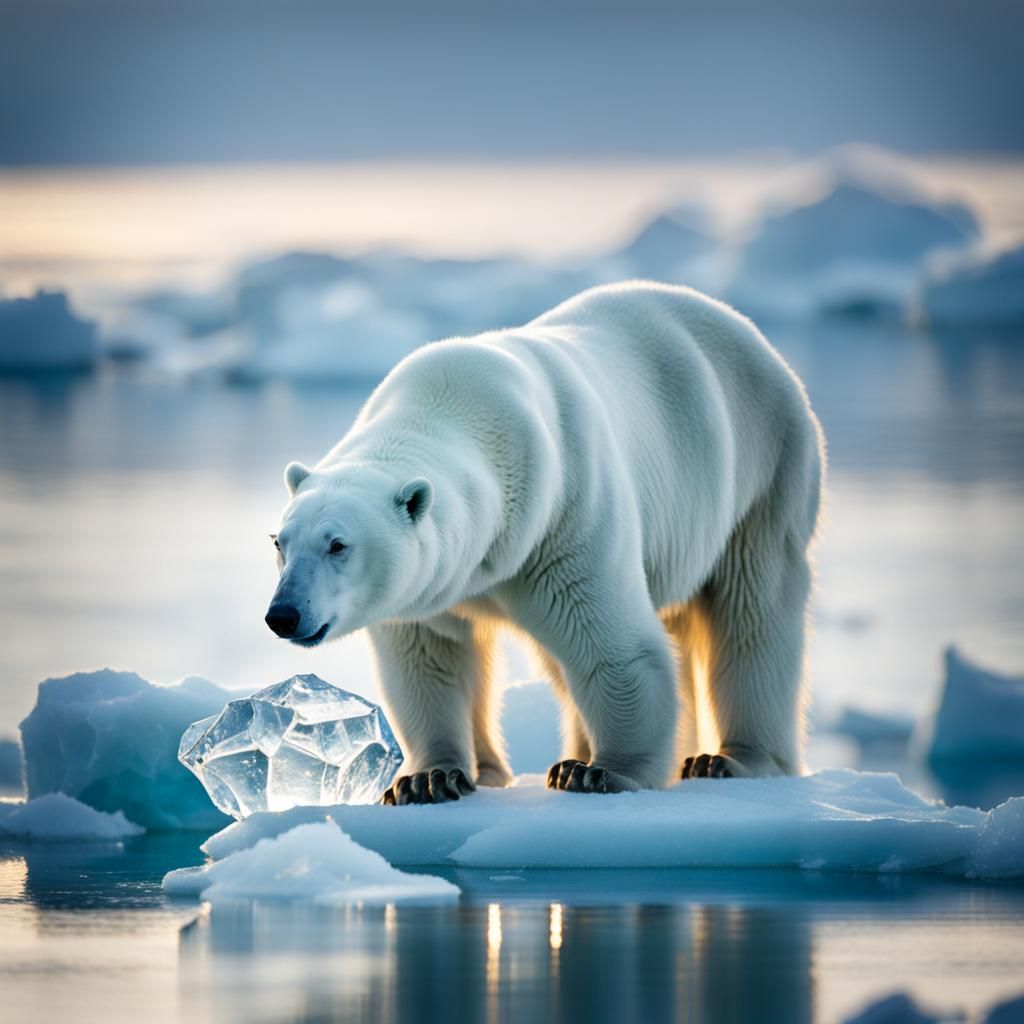 Crystal Ice Polar Bear in Antarctica