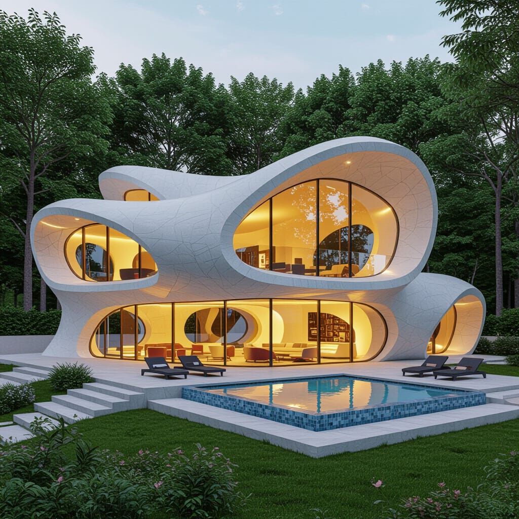 Modern Country House in Zaha Hadid Style