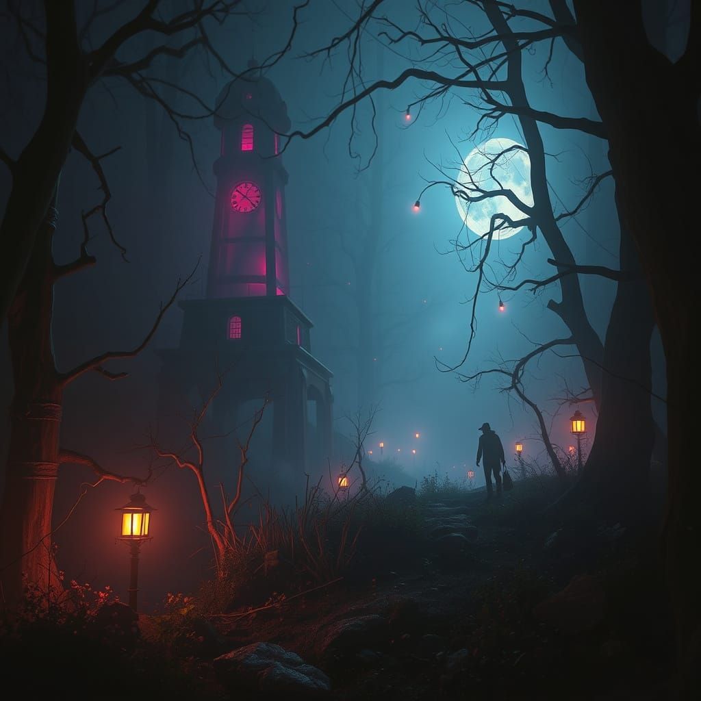 Surreal Whimsical Scene with Vibrant Colors