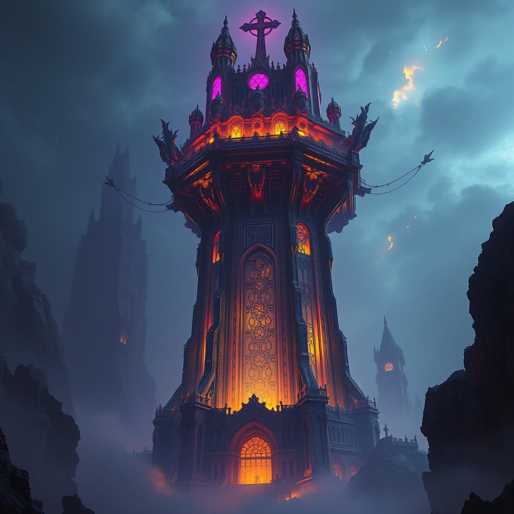 Mighty Tower of Jesus Dark Fantasy Concept Art