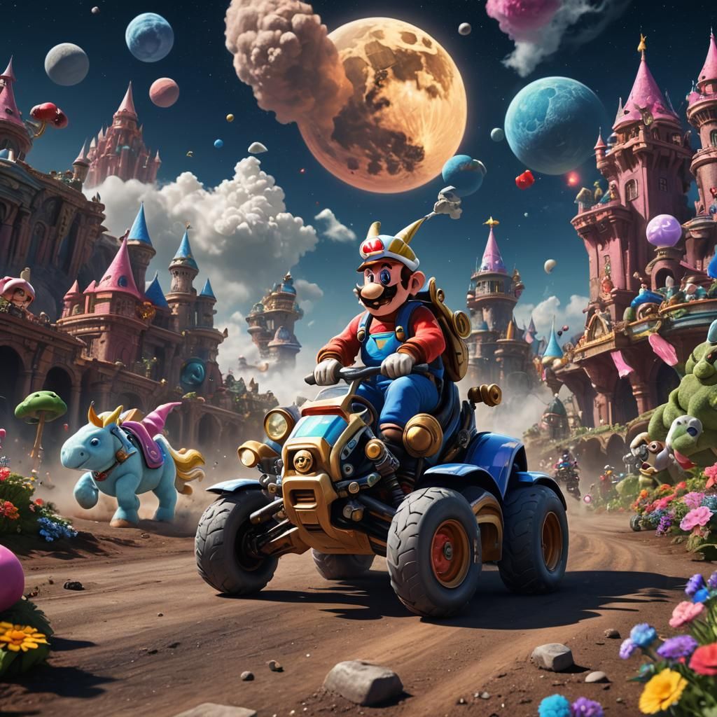 Man Walks on Moon in Fantasy Concept Art