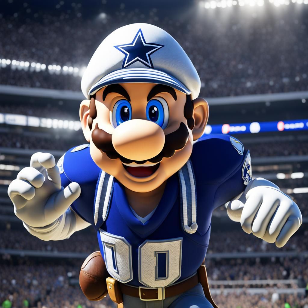 Super Mario Dons Dallas Cowboys Uniform