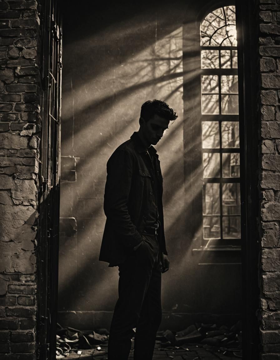 Ethereal Shadow Figure in Moonlit Photogram