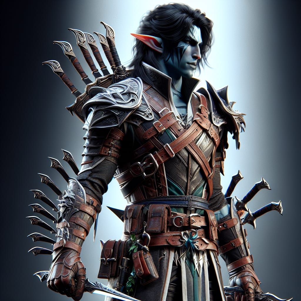 High Elf Rogue Ready for Battle in 3D