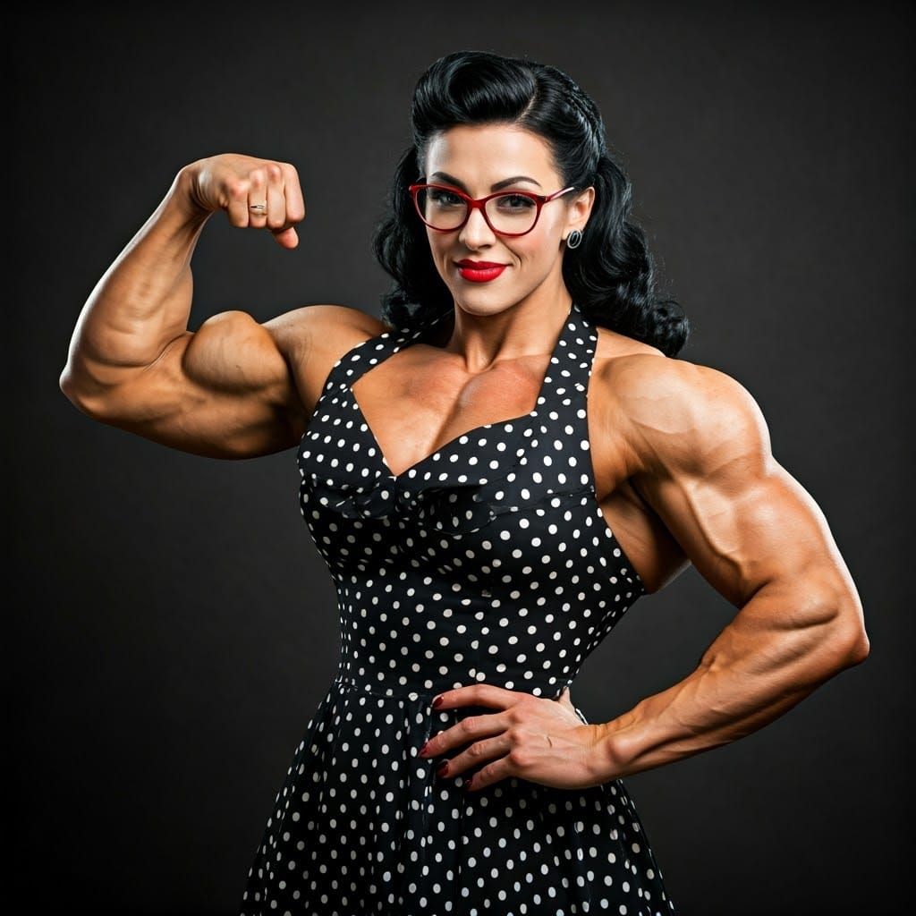 Strong Vintage Woman Flexing Her Muscles