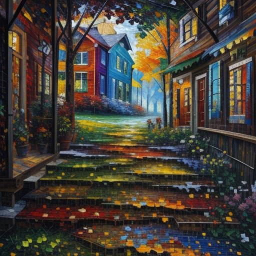 Vibrant Mosaic Patchwork in Expressionist Style