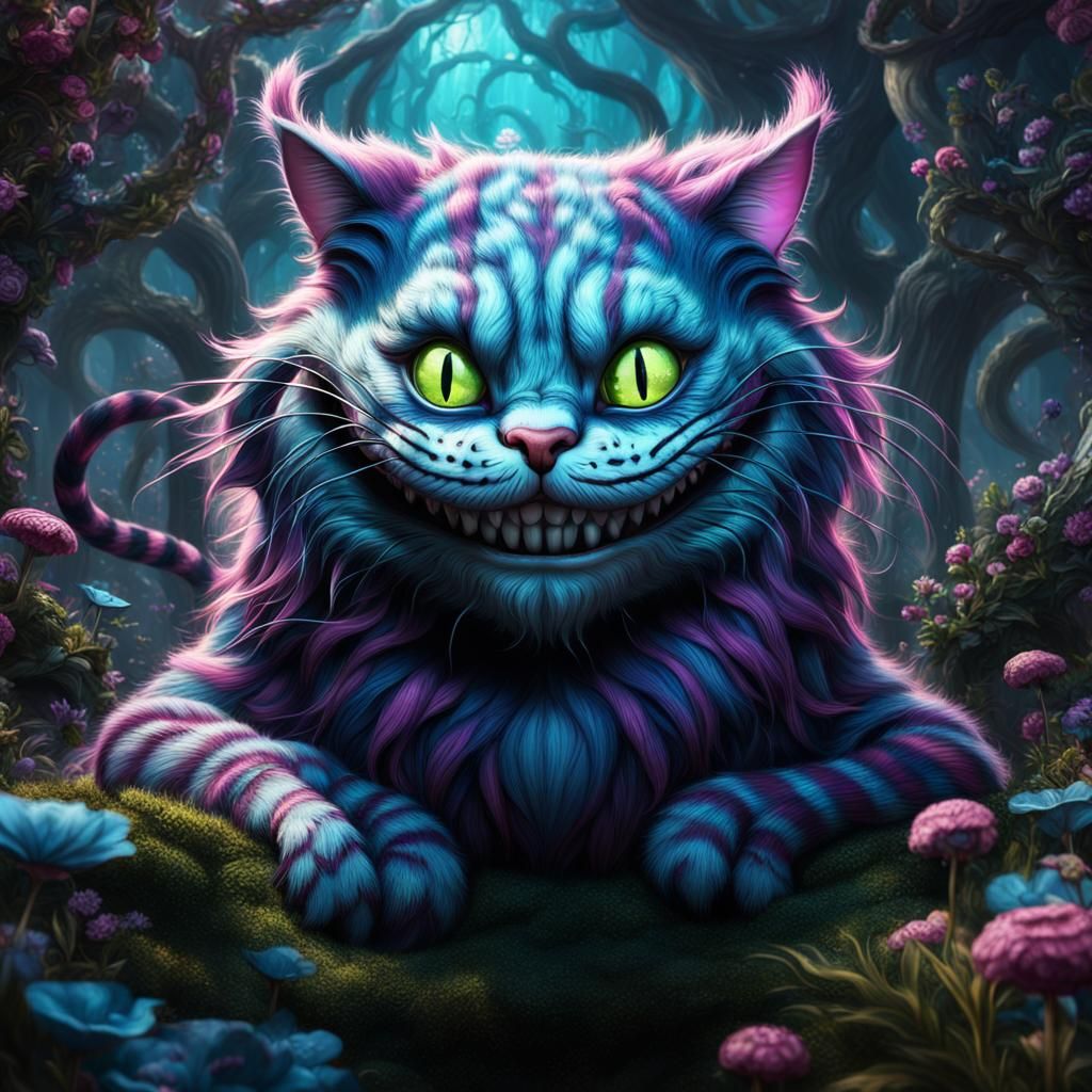 Cheshire Cat in Wonderland: Detailed Fantasy Art