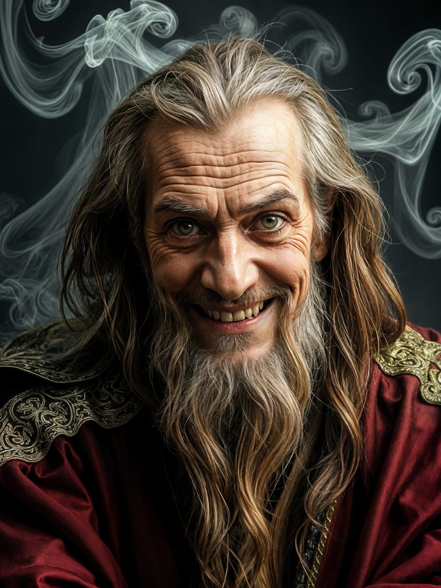 Arch Wizard Warlock Portrait with Mystical Smoke