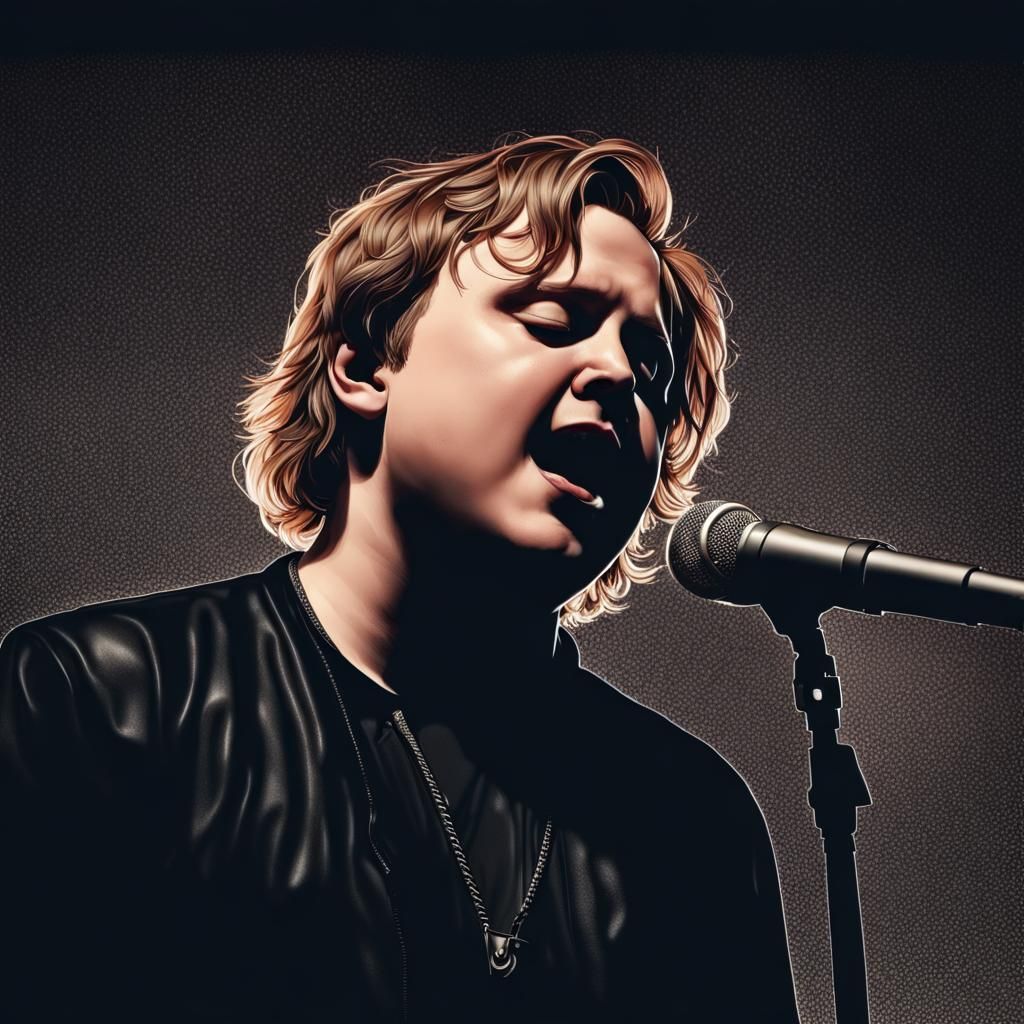 Lewis Capaldi Singing with Eyes Closed: Hyperrealistic Portr...
