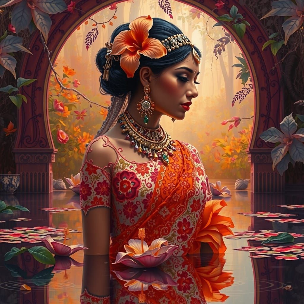 Ethereal Devdasi in a serene pond