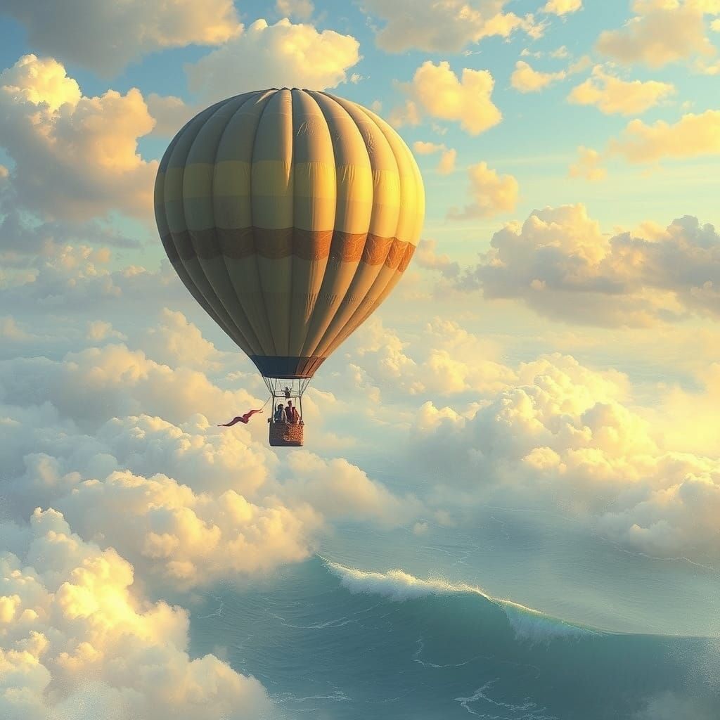 Serenity Over Endless Blue Waters in Whimsical Fantasy Style