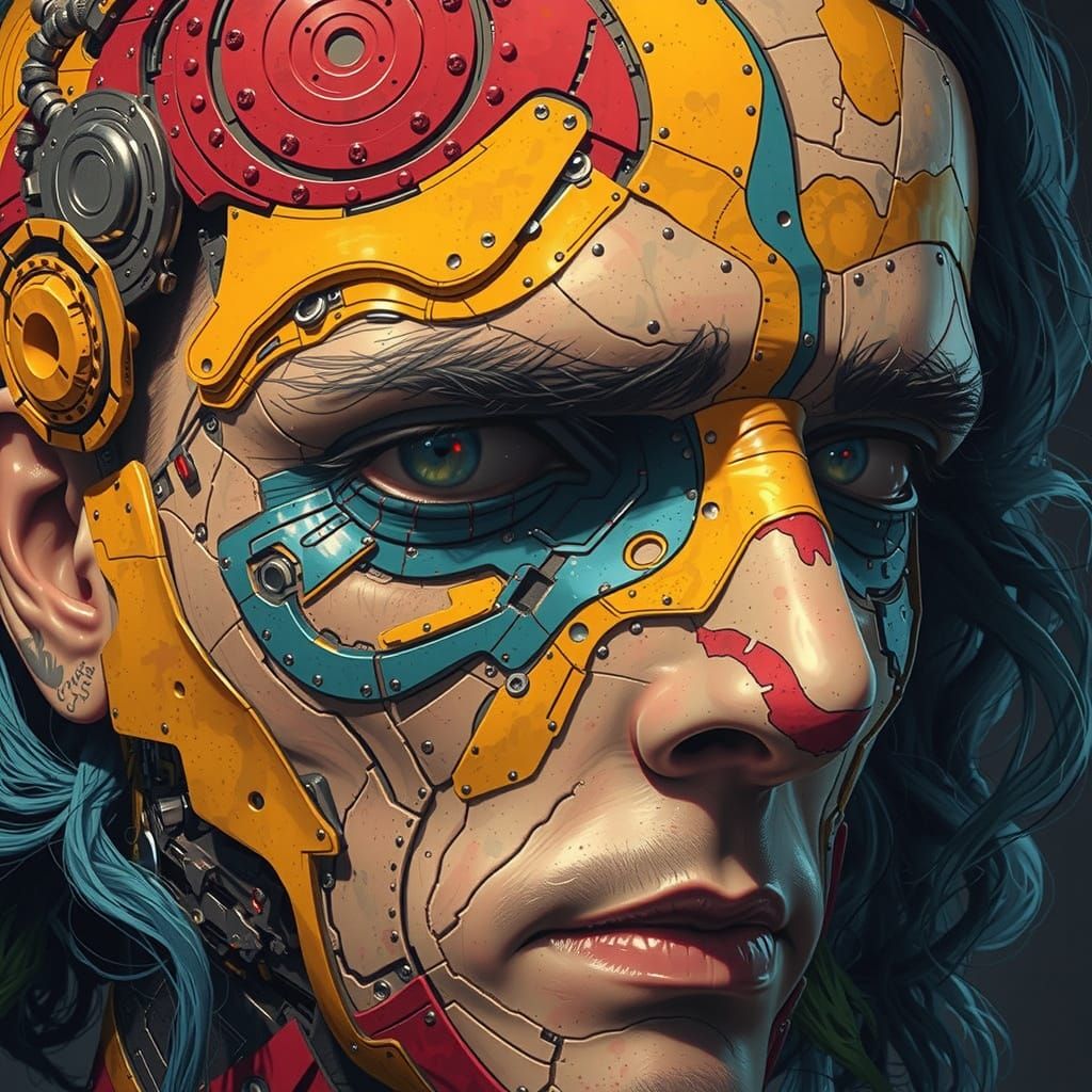 Heroic Figure Radiates Intense Bluish Green Light in Futuris...