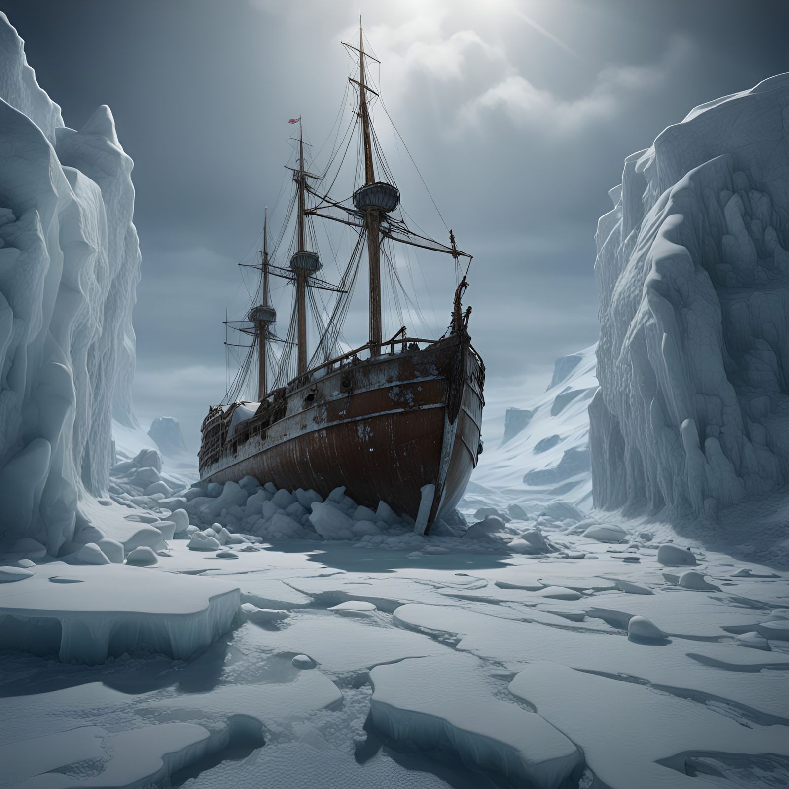 Shackleton's Endurance Shipwreck in Antarctic Ice