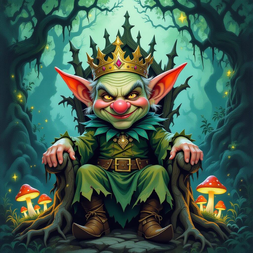 Mischievous Goblin King on Root Throne