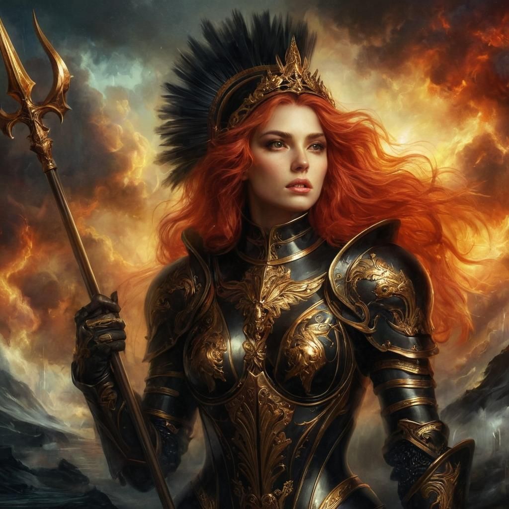 Regal Empress in Golden Armor Commands the Storm