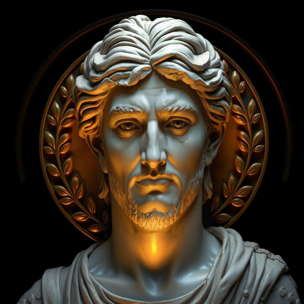 Classical Greek Sage Portrait in Marble Relief