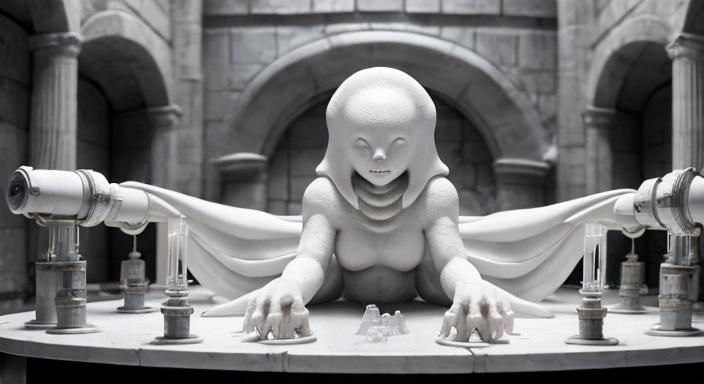 Giger-esque White Creature in Alchemist Lab