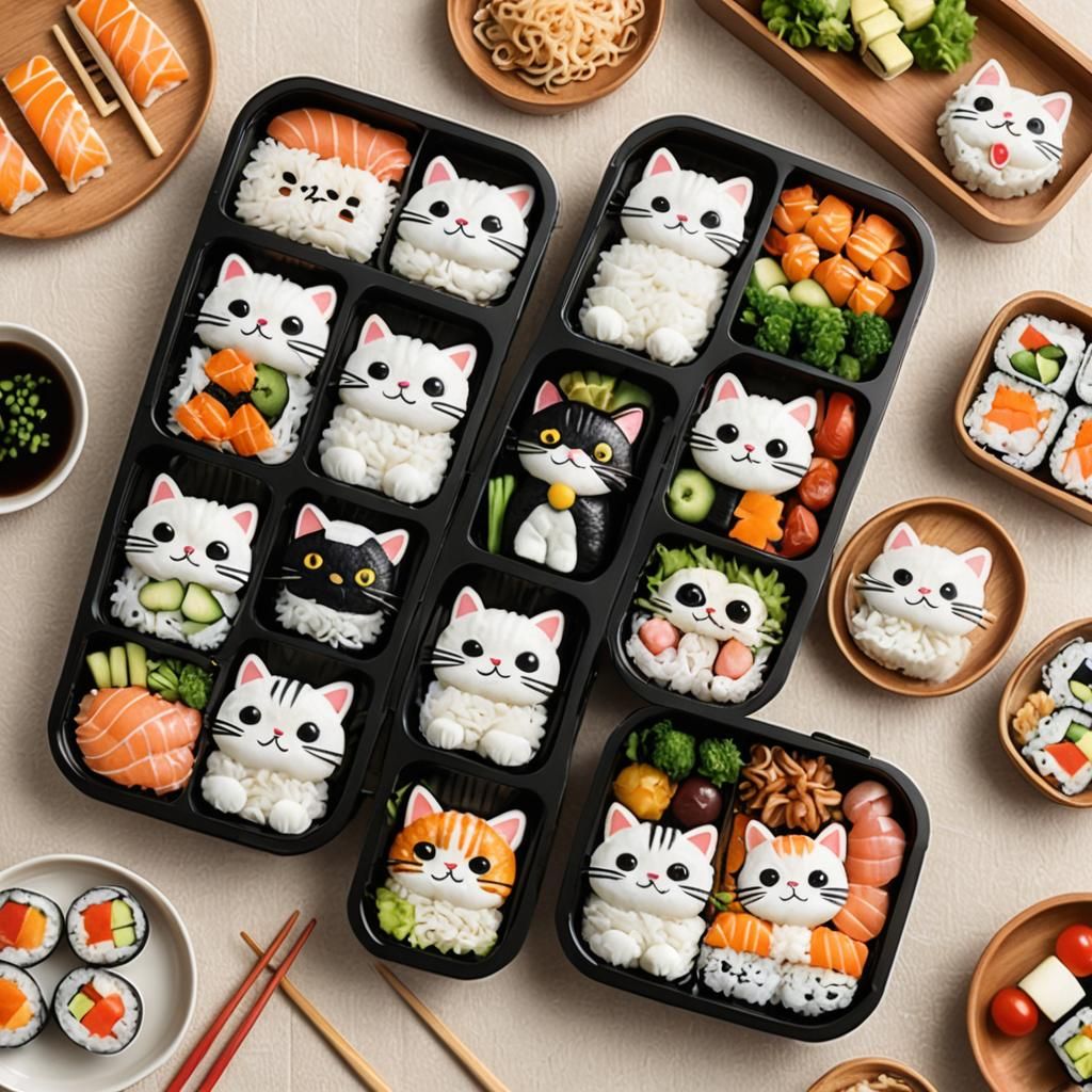 Funny Cat Sushi Bento Box Design