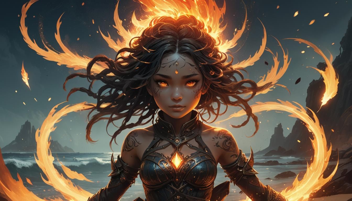 Fiery Girl Cub with Astral Flames