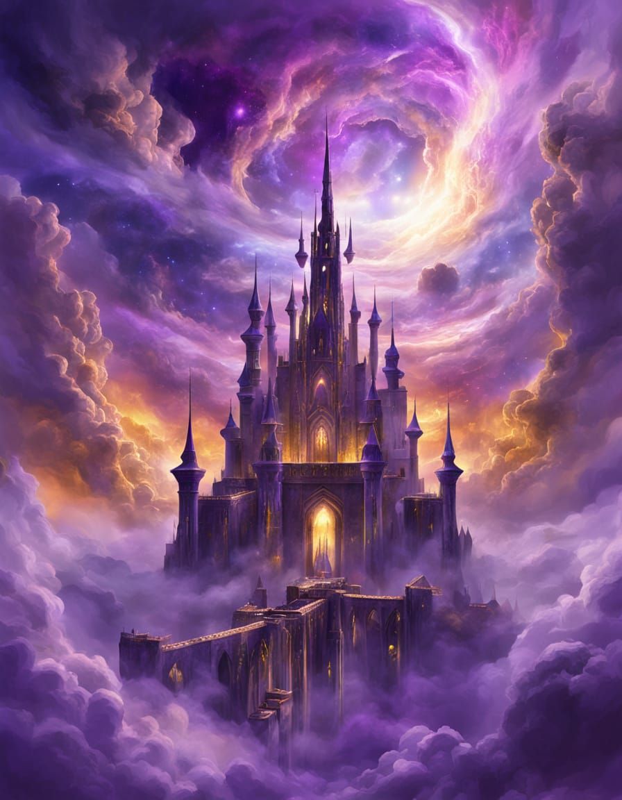 Floating Castle in Nebula Clouds
