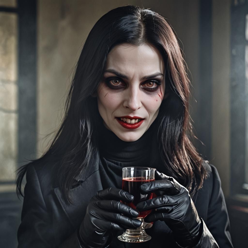 Gothic Vampire Portrait in Hyper-Realistic Style