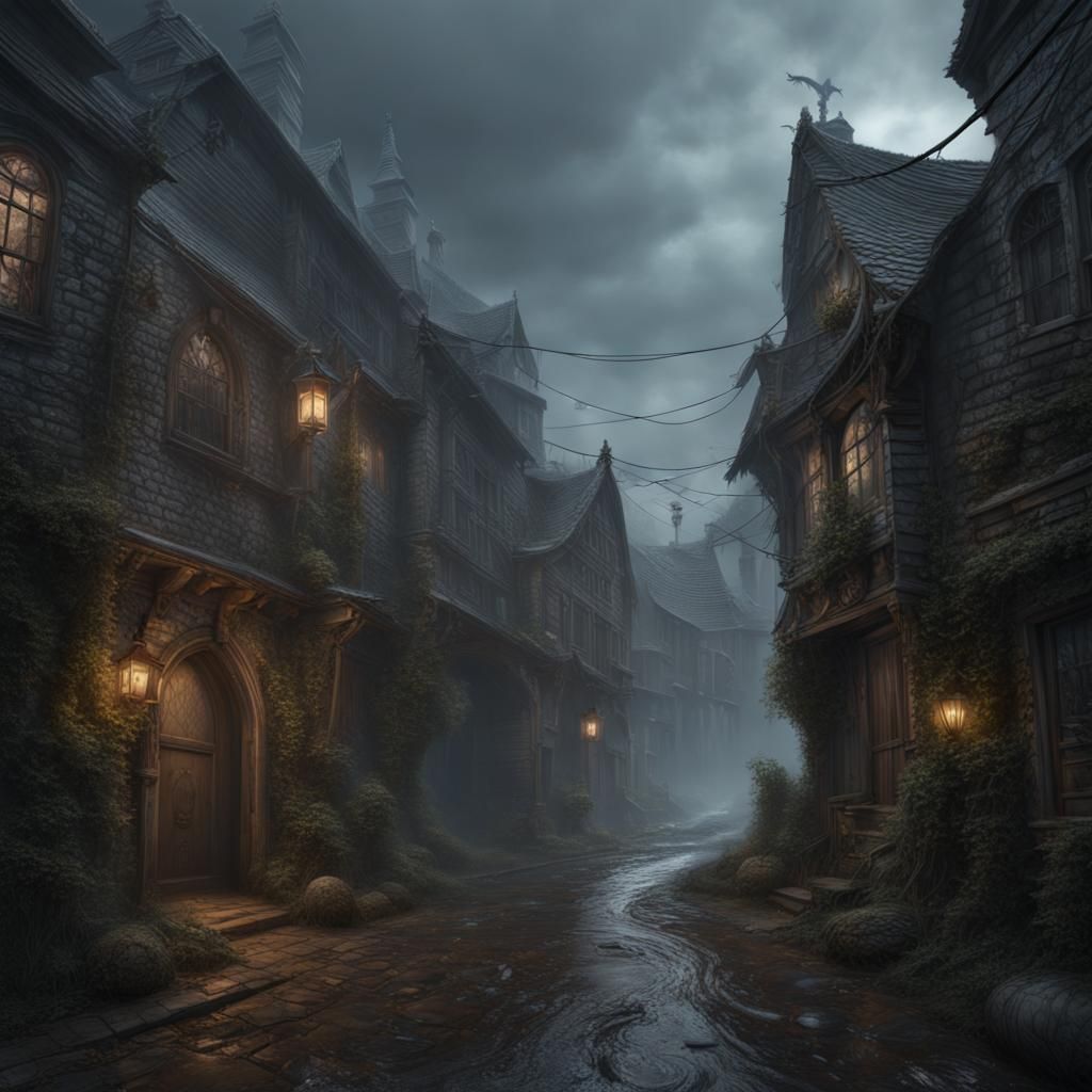 Frightening Specter Ghost in Gloomy Alleyways: Airbrush Art