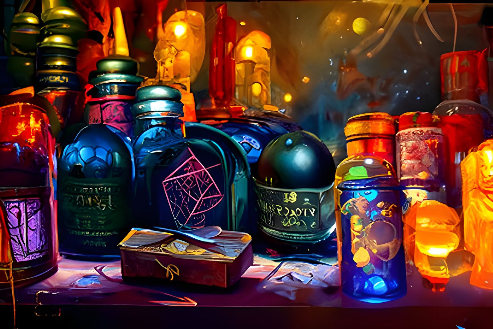 Magical Potions Box in Hyperrealistic Digital Art
