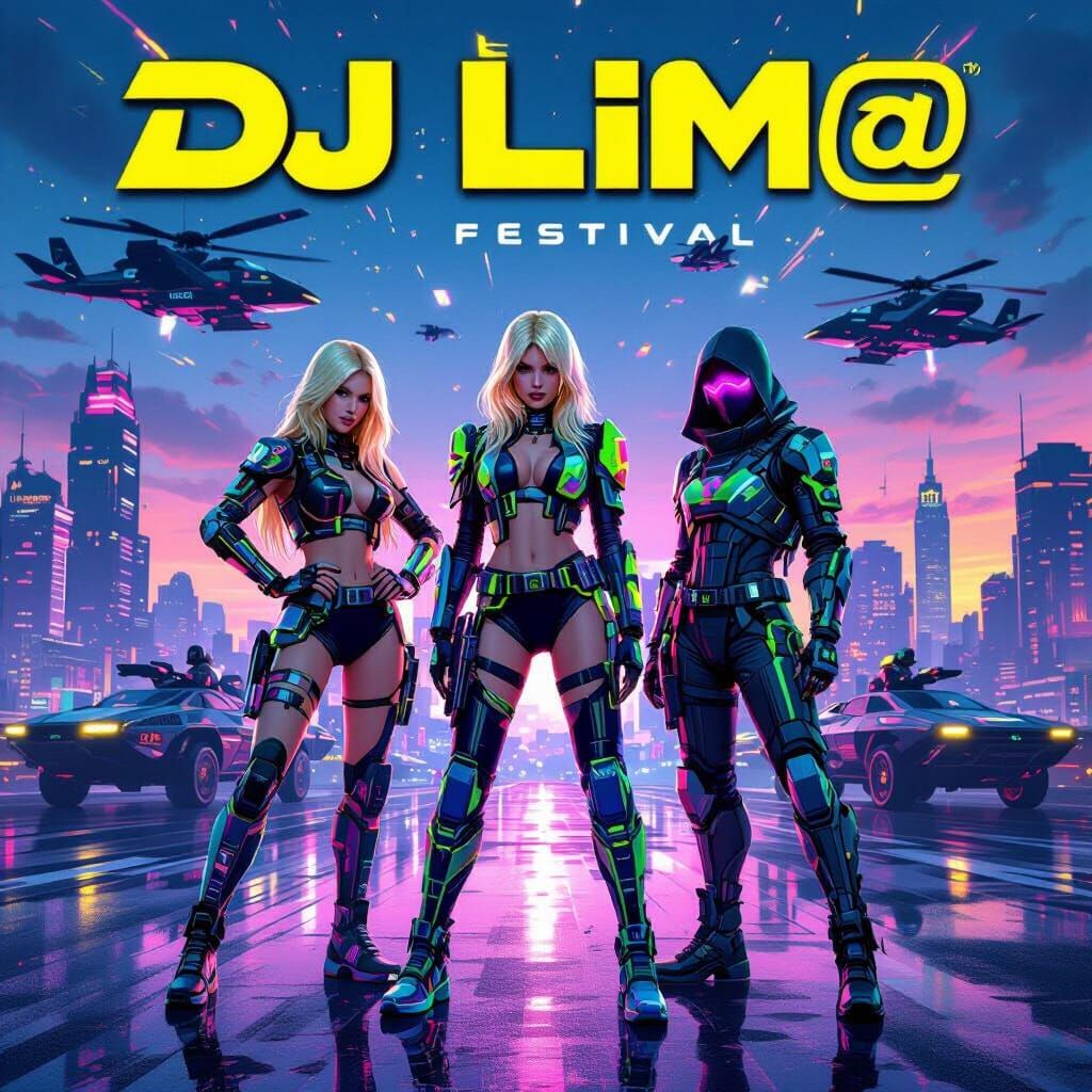Cyberpunk Rave Festival with Cyber Samurai and Ninja